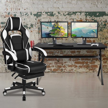 FLASH FURNITURE Black Gaming Desk and Chair Set with Cup Holder BLN-X40D1904L-WH-GG